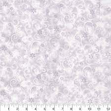 Glitter Swirls on Gray Cotton Fabric