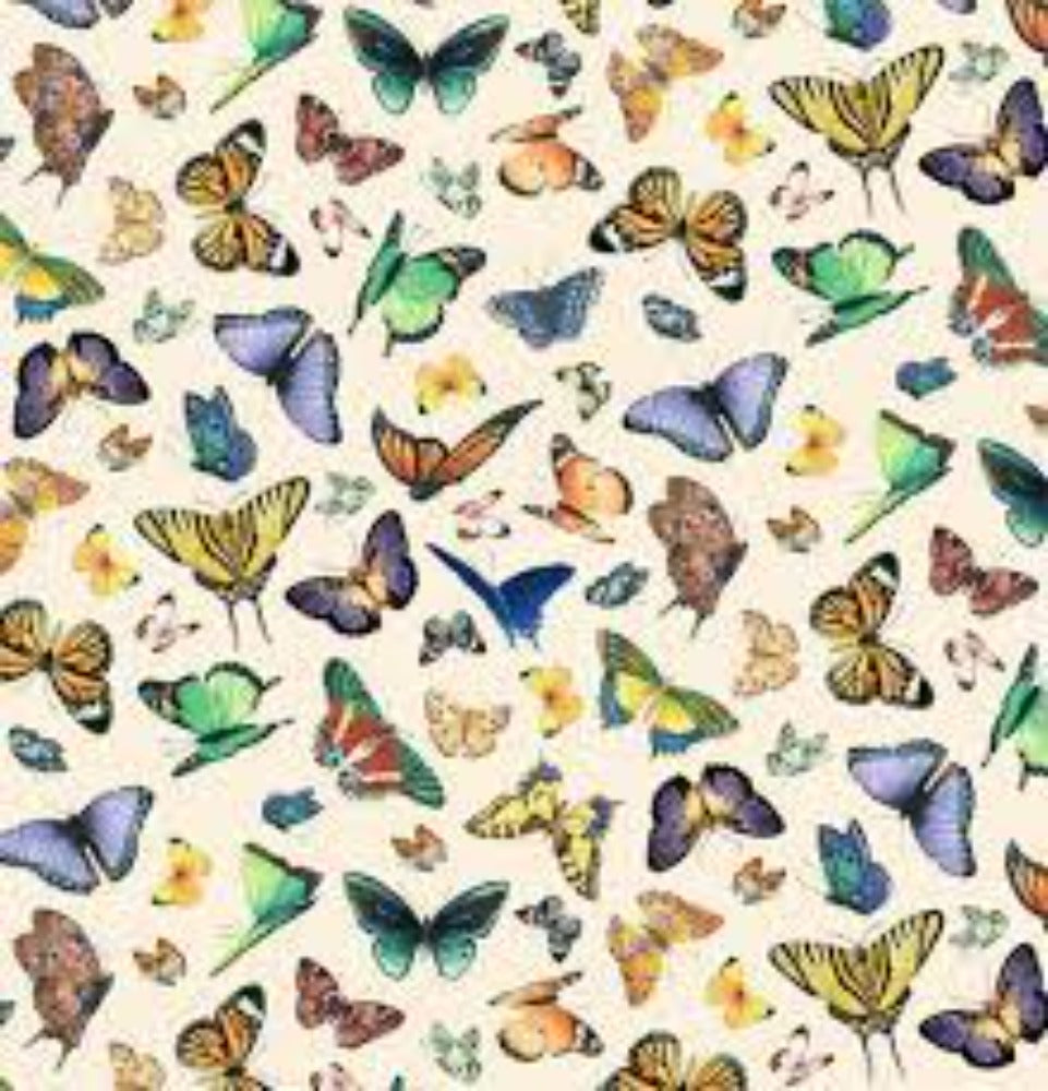 Delicate Creation Butterflies Cream Cotton Fabric