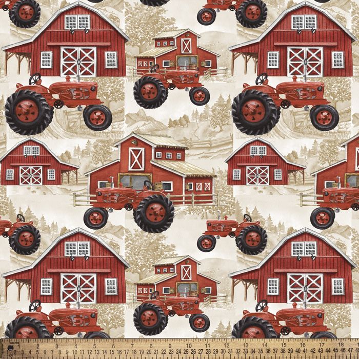 Handmade Valance or Curtain Panel Farm Tractors