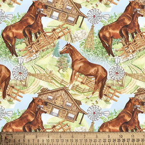 Handmade Valance or Curtain Panel Farm Horse