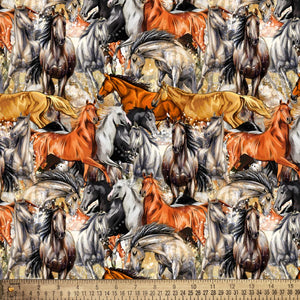 Handmade Valance or Curtain Panel Galloping Horses