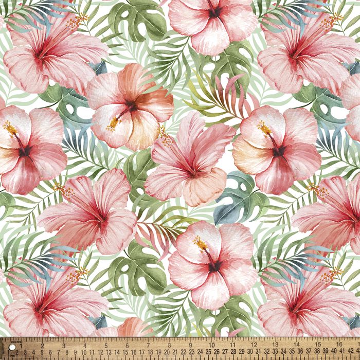 Handmade Valance or Curtain Panel Tropical Blush Floral