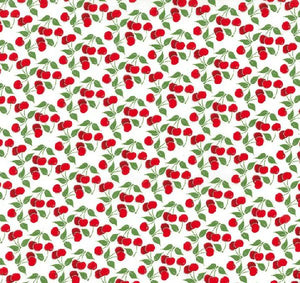 Cherries w/ Glitter Cotton Fabric by the Bolt