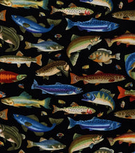 Load image into Gallery viewer, Handmade Placemat Or Table Runner Swimming Fish Black
