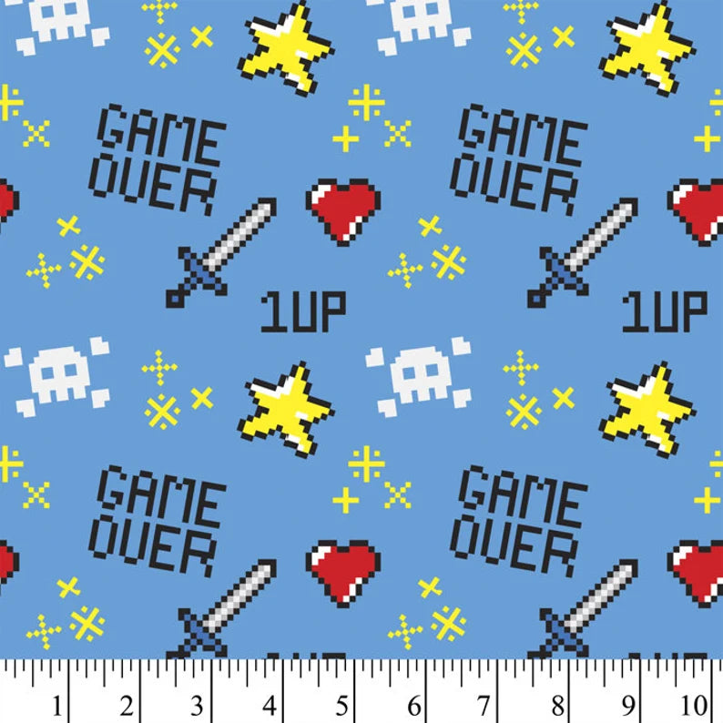 Game Over Cotton Fabric - 1 Yard Precut