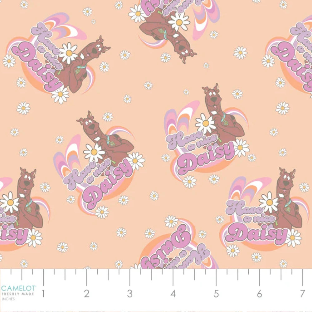 Scooby Doo Softly Groovy - Have A Nice Daisy Peach Cotton Fabric