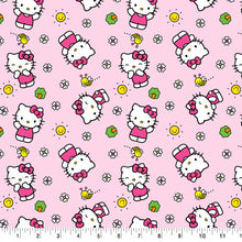Load image into Gallery viewer, Hello Kitty Flowers &amp; Bees Pink Cotton Fabric
