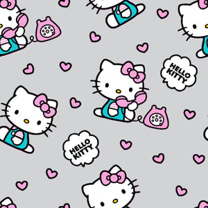 Hello Kitty® Gray Phone Hearts Cotton Fabric