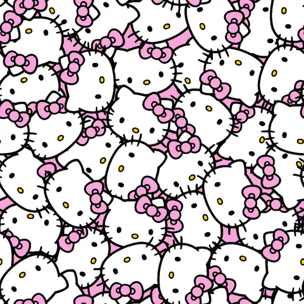 Hello Kitty Packed Pink Bow Cotton Fabric
