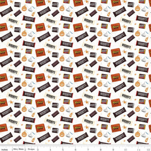 Hersey Candy Toss White Cotton Fabric