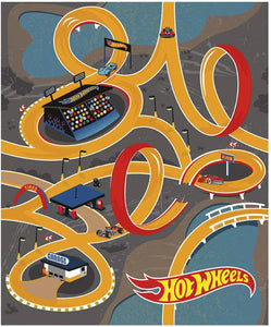 Handmade Tapestry "Hot Wheels Classic Race Track Yellow Canvas Panel”