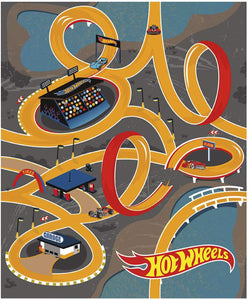 Hot Wheels Classic Race Track Yellow Canvas  Panel Fabric