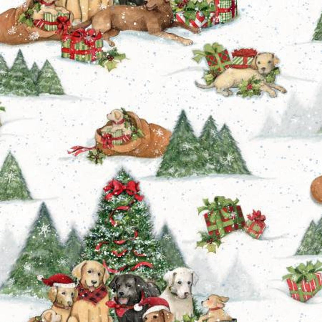 Christmas Dogs Cotton Fabric