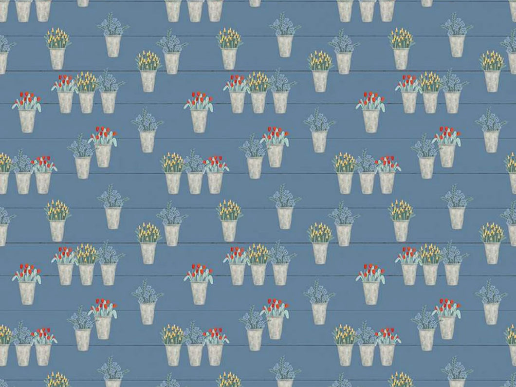 Farmhouse Summer Pots Cotton Fabric