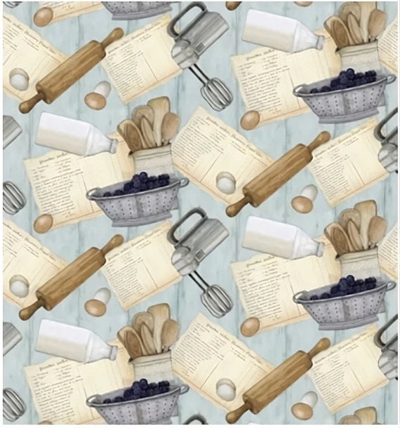 Blackberry Recipe Cotton Fabric