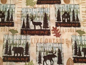 Wildlife Lodge Simple Living Beige Cotton Fabric by the Bolt