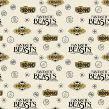 Load image into Gallery viewer, Handmade Blanket, Burp Rag/ Security Blanket, and Bib Saying and Symbols Fantastic Beast and Wizarding World Cream
