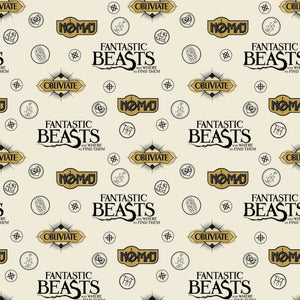 Saying and Symbols Fantastic Beast and Wizarding World Cream Flannel Fabric