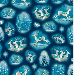 Winter Wishes Blue Cotton Fabric