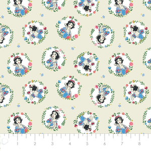 Snow White Wreaths Cream Cotton Fabric