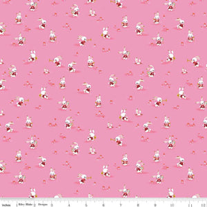 Down the Rabbit Hole Pink Cotton Fabric