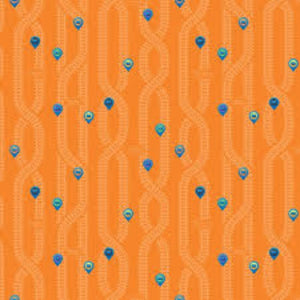 Thomas the Train Full Steam Ahead Key Locations Orange Cotton Fabric