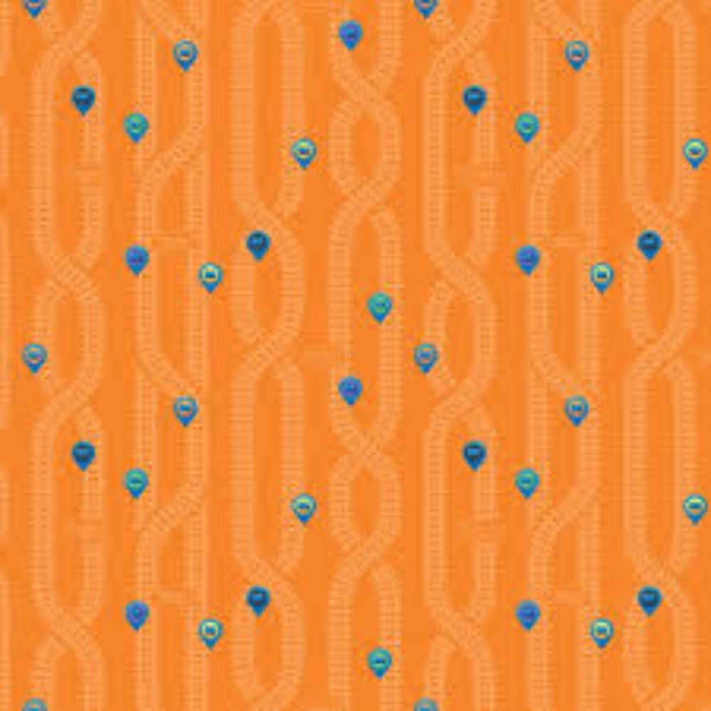 Thomas the Train Full Steam Ahead Key Locations Orange Cotton Fabric