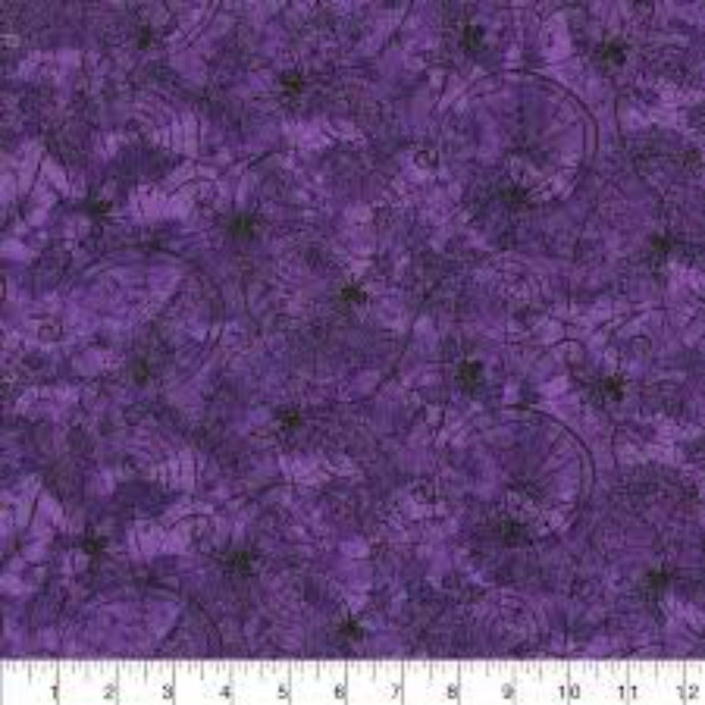 Hall Spider Web Purple Glitter Cotton Fabric