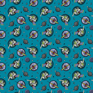 Toy Story Collection III Buzz Spot Light Teal Cotton Fabric - 1 Yard Precut