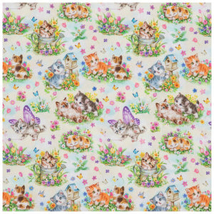 Kittens & Butterflies Cotton Calico Fabric