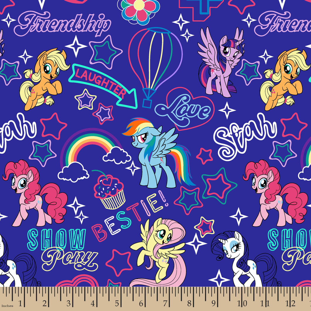 My Little Pony Friendship, Laughter, Love Cotton Fabric - 1 Yard Precut