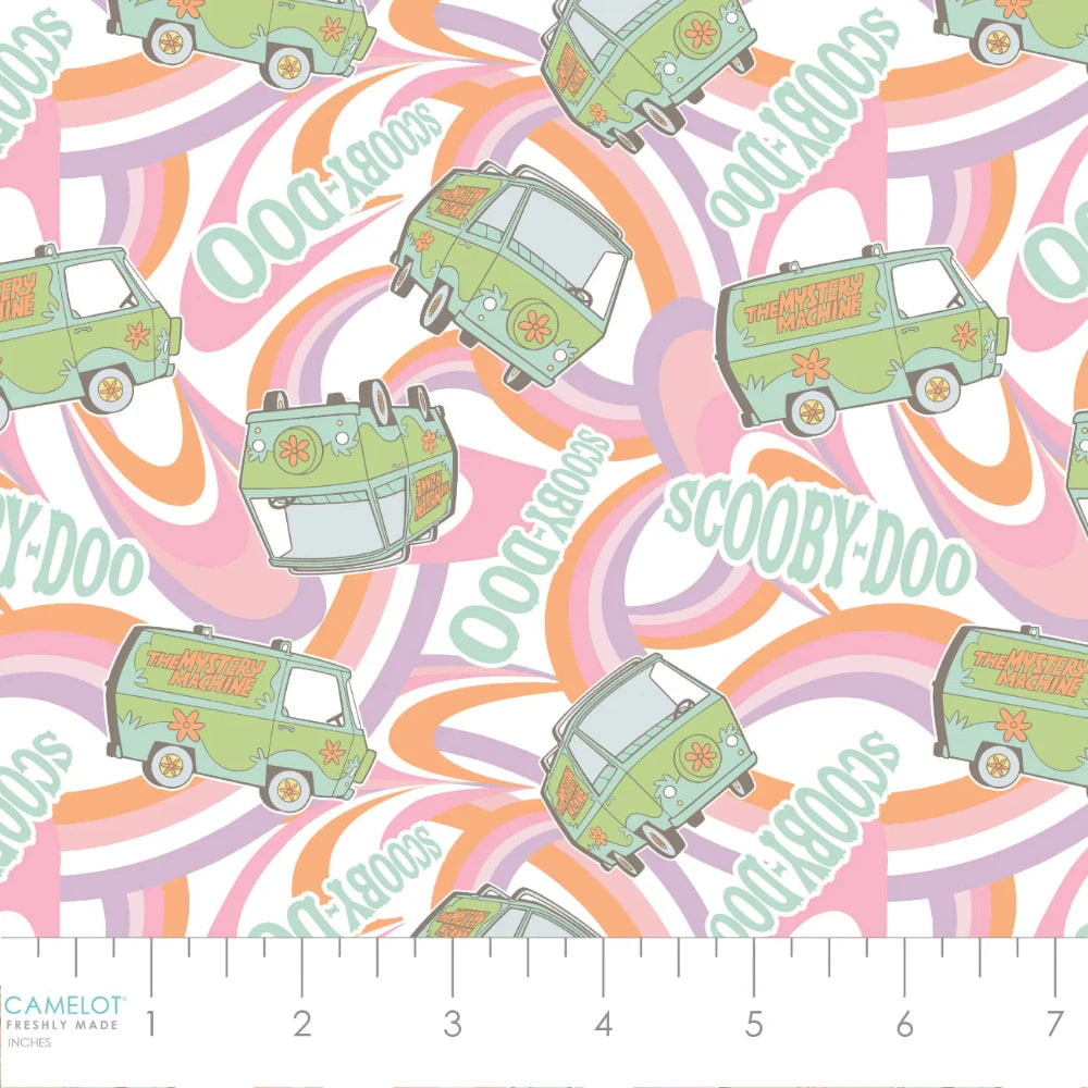 Scooby Doo Softly Groovy - Mystery Van Journey Multi Cotton Fabric