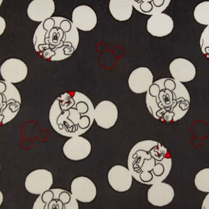 Mickey Badges Dark Grey Fleece Fabric