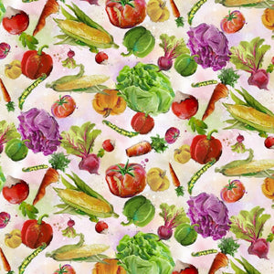 Welcome to the Funny Farm Veggies Cotton Fabric