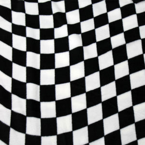 Racing Check Black and White Fleece Fabric