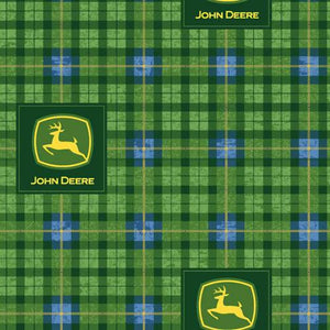 John Deere Plaid Green Cotton Fabric