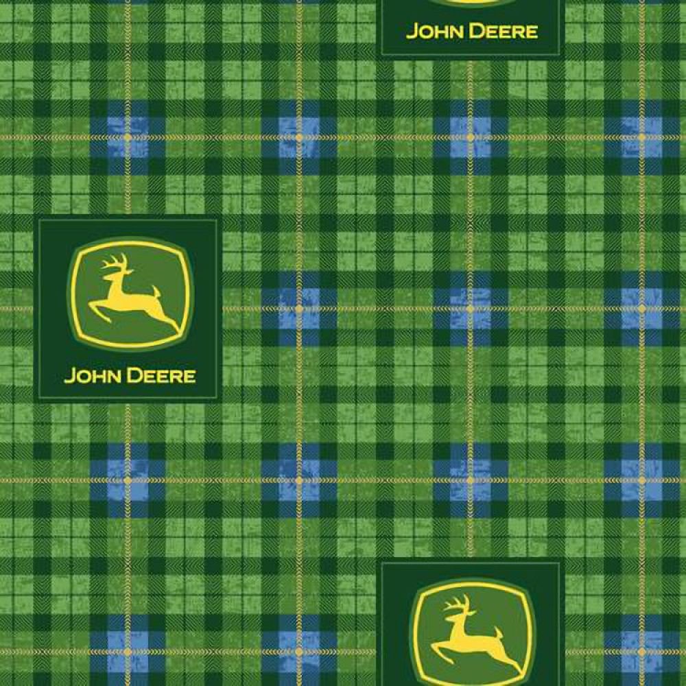 John Deere Plaid Green Cotton Fabric