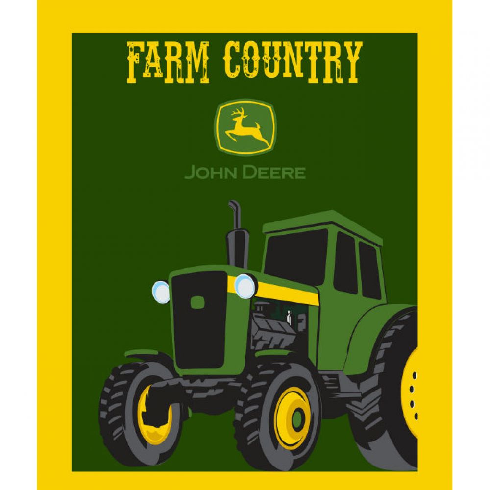 John Deere Farm Country With Logo Cotton Fabric Panel