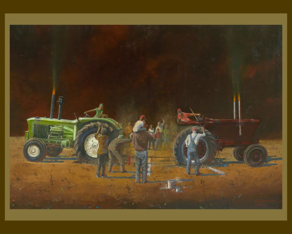 Tug of War Tractor Panel Cotton Fabric