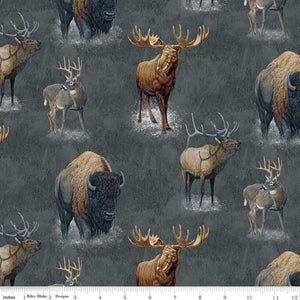 Big Game Charcoal Cotton Fabric