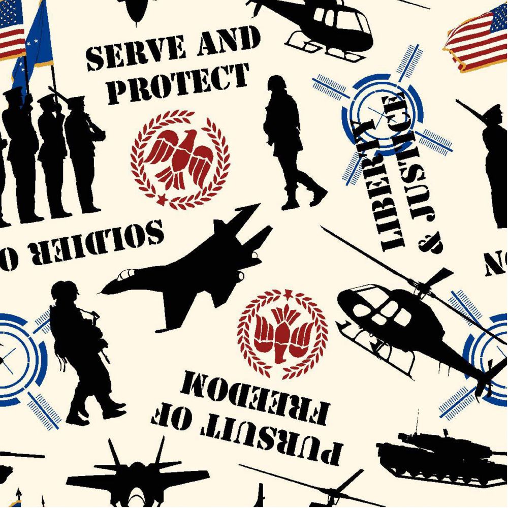 Patriotic Serve and Protect Cotton Fabric