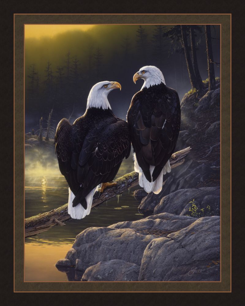 Dawns Early Light Eagle Panel Cotton Fabric