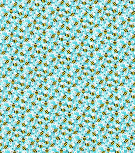 Packed Bees Aqua Cotton Fabric