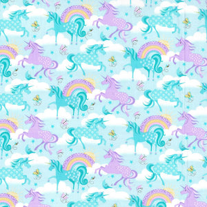 Unicorn Purple Nursery Cotton Fabric