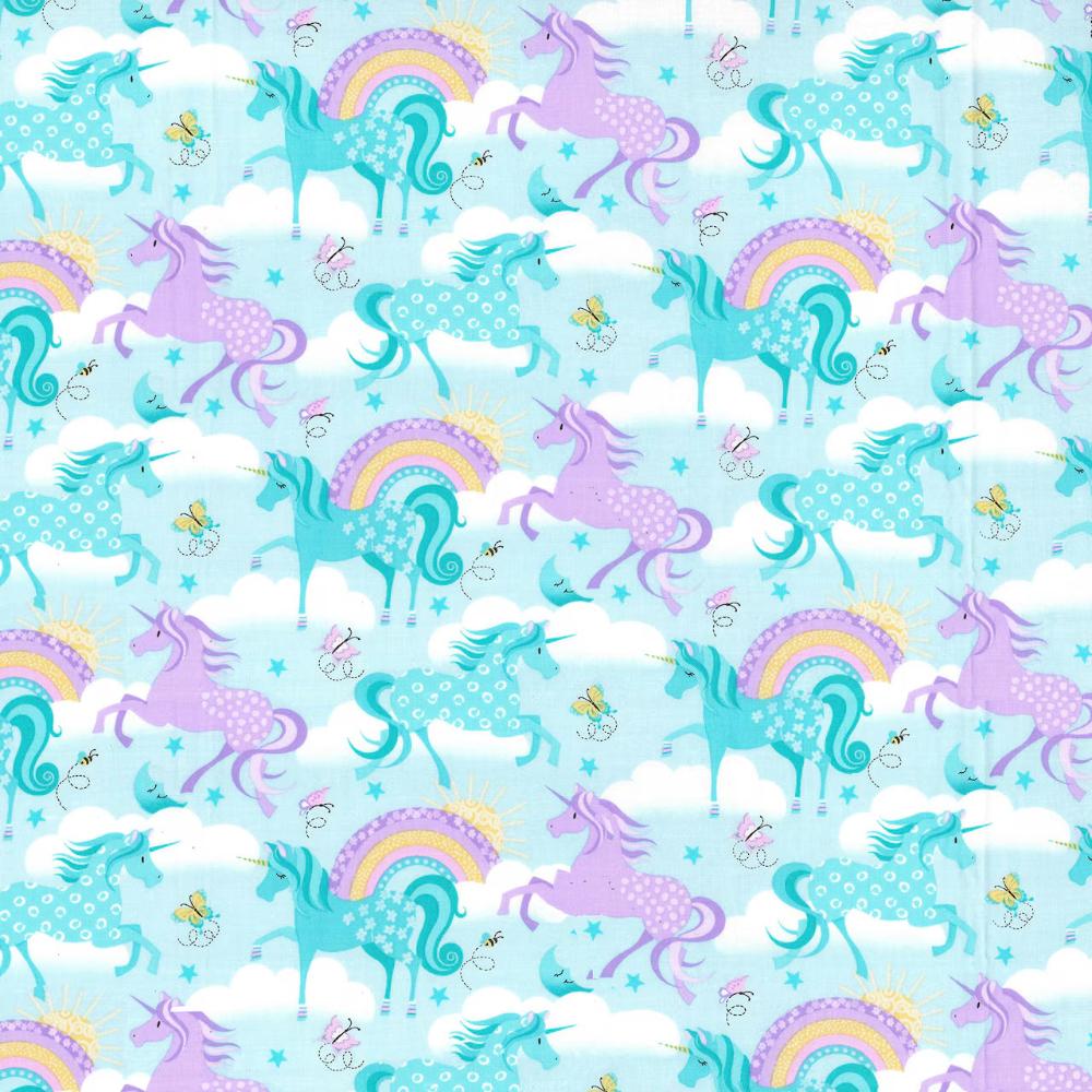 Unicorn Purple Nursery Cotton Fabric