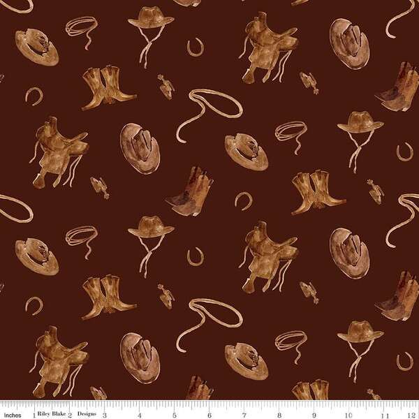 Ride the Range Accessories Chocolate Cotton Fabric