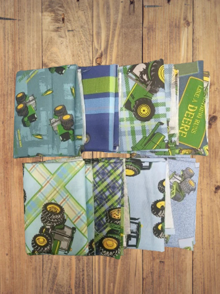 8 Half Yards  -Assorted John Deere Blue Half Yard Bundle