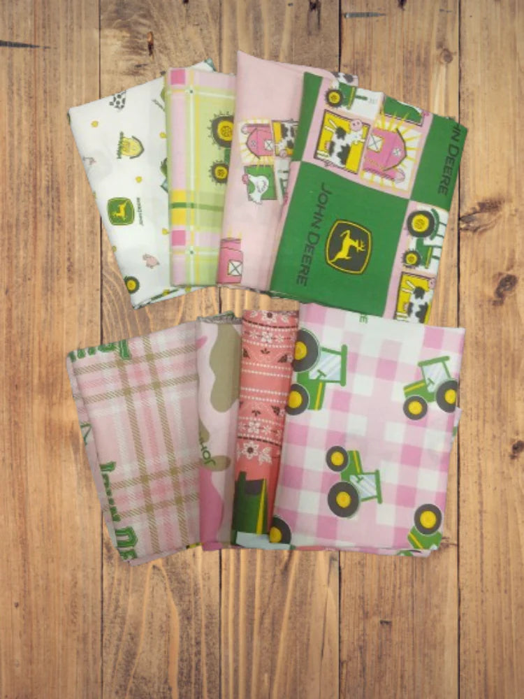 8 Half Yards  -Assorted John Deere Pink Half Yard Bundle