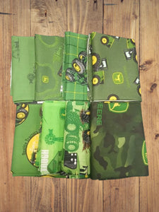 8 Half Yards  -Assorted John Deere Green Half Yard Bundle