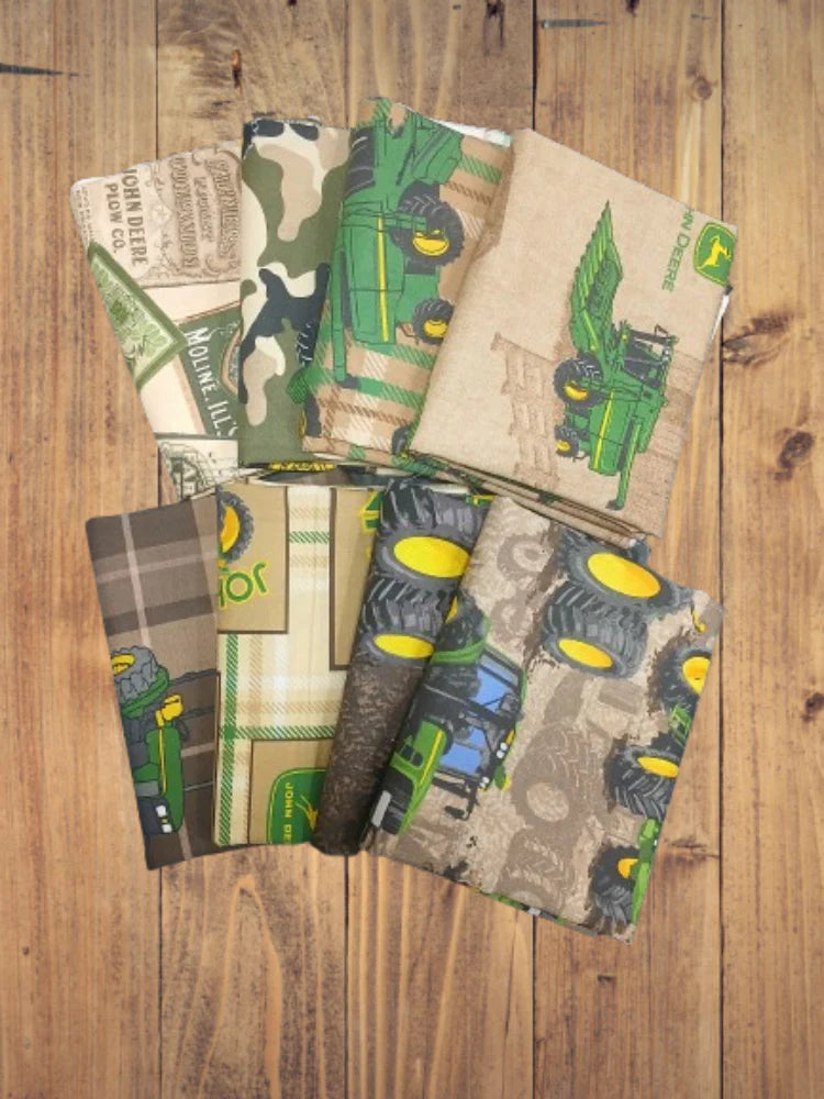 8 Half Yards  -Assorted John Deere Brown Half Yard Bundle